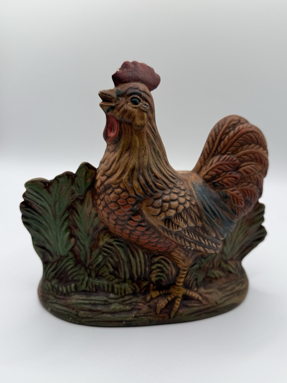Vintage Ceramic Rooster Chicken Planter Vase Farmhouse Decor