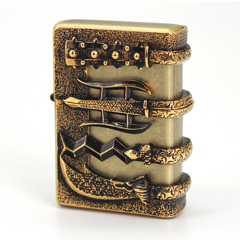 Zippo lighter 240 Vintage KR Custom/ Oriental Arms Emblem Antique Brass New