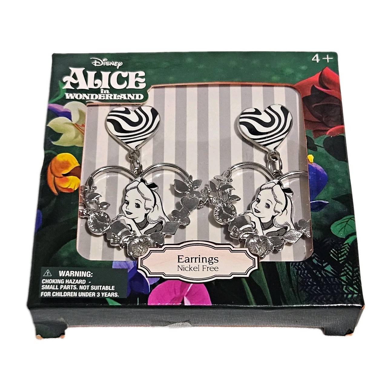 Disney Alice In Wonderland Dangle Earrings LUV HER Nickel Free New In Box Gift