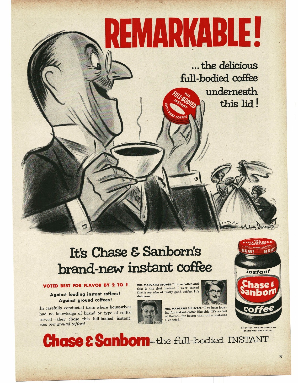 1956 Chase & Sanborn Instant Coffee father of the bride Whitney Darrow Jr. Ad
