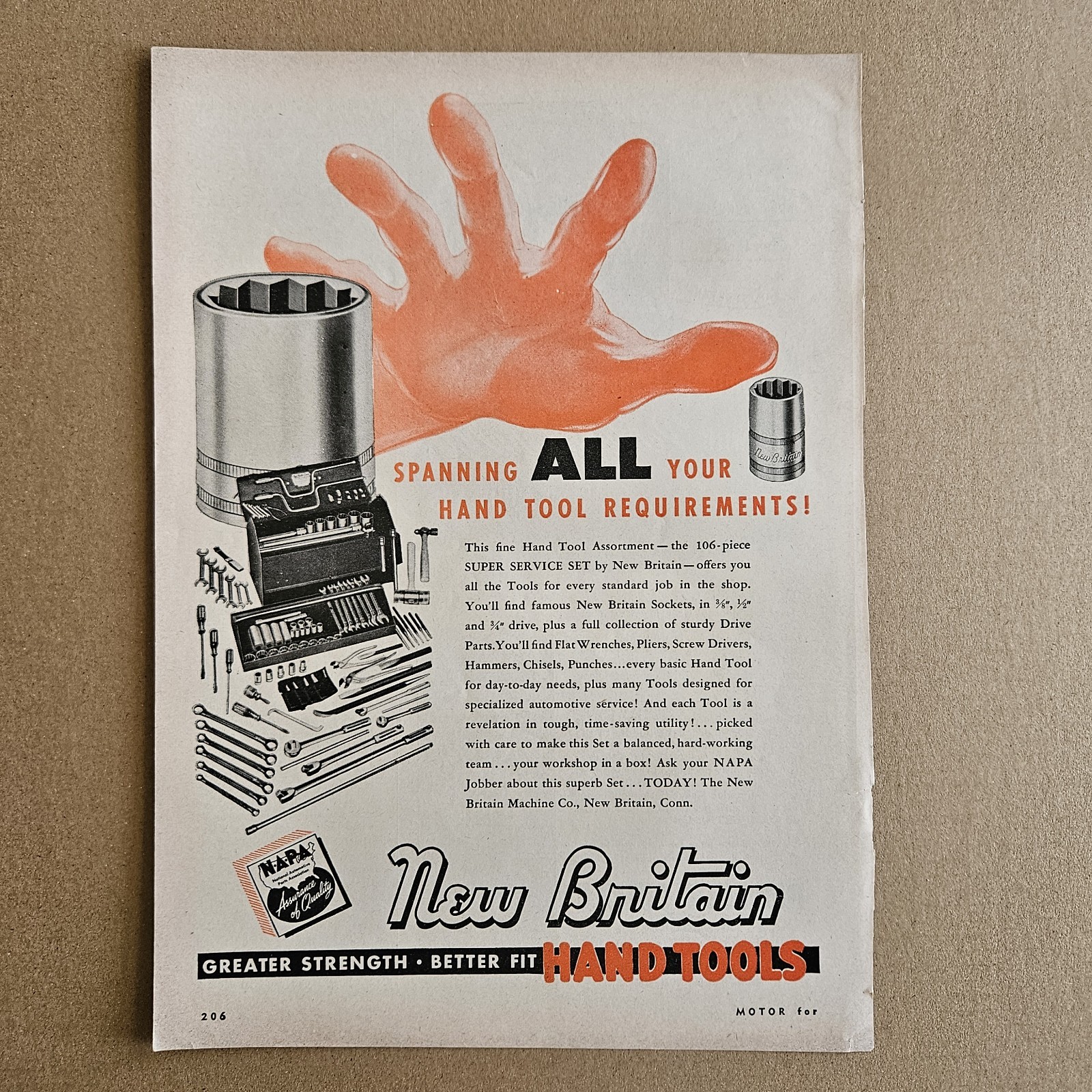 Vintage 1948 Print Ad New Britain Tools from Napa Auto Parts Store