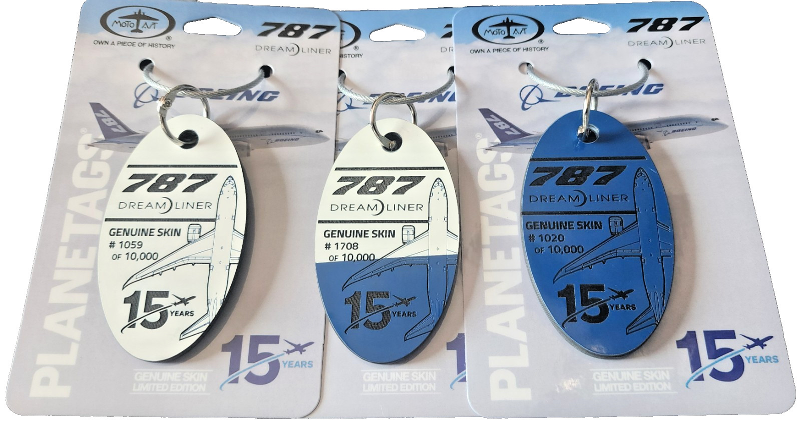 MotoArt Boeing 787-8 ZA004 Carbon Fiber PlaneTags (Full 3-Tag Set) w/ Rare Dual