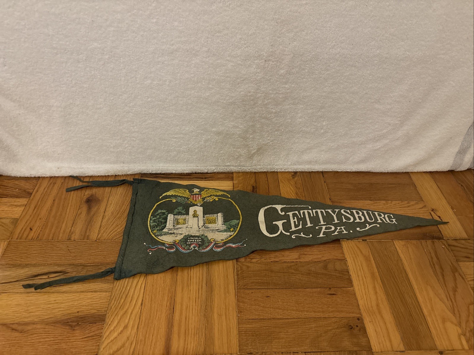 VTG 30s Gettysburg PA LINCOLN'S SPEECH MEMORIAL FELT PENNANT A & CO NY 