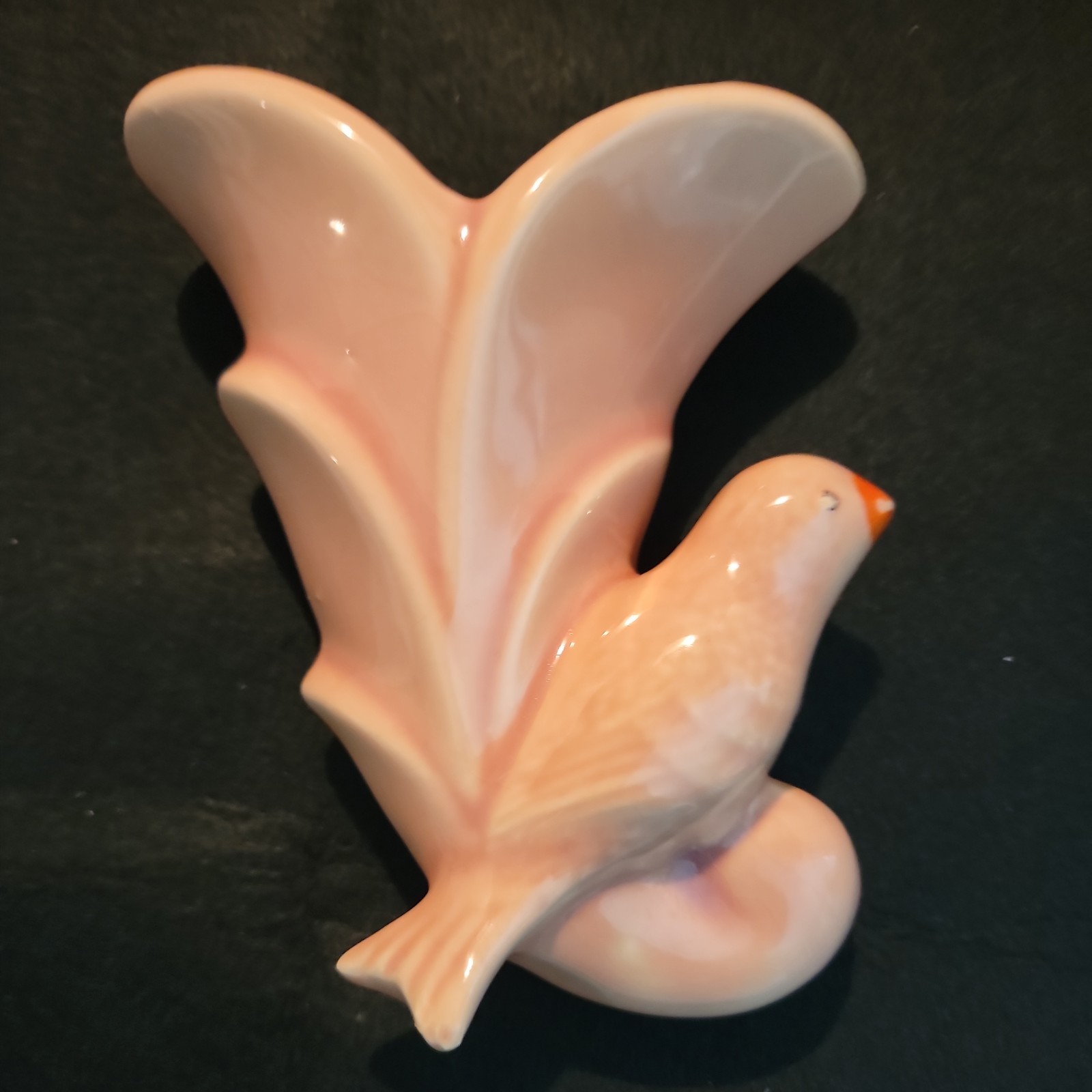 Ceramic Wall Pocket Planter, Vintage Pink Bird