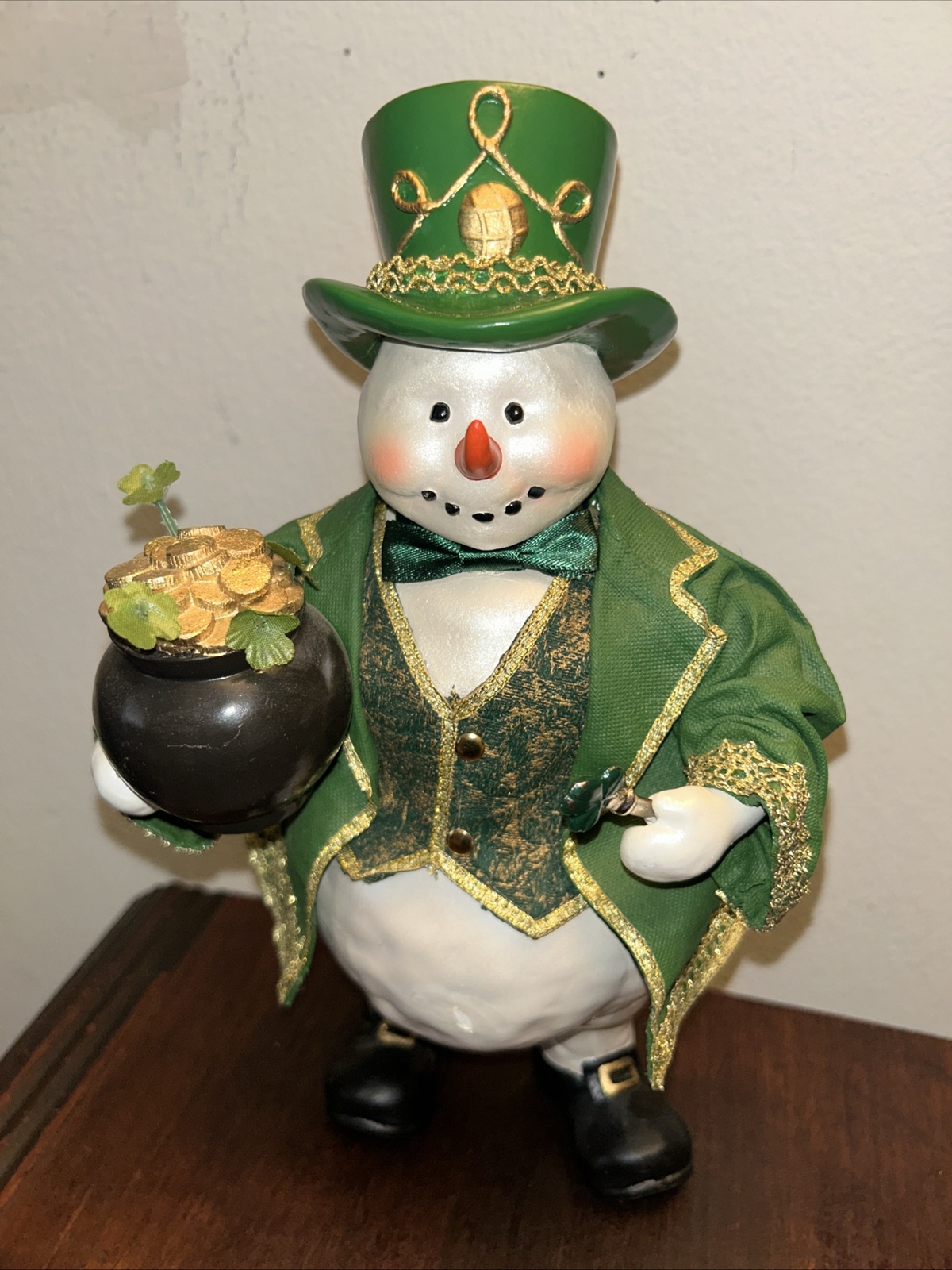 Vintage KSA Collectible Lucky Irish Snowman Danny Boy Music Figurine