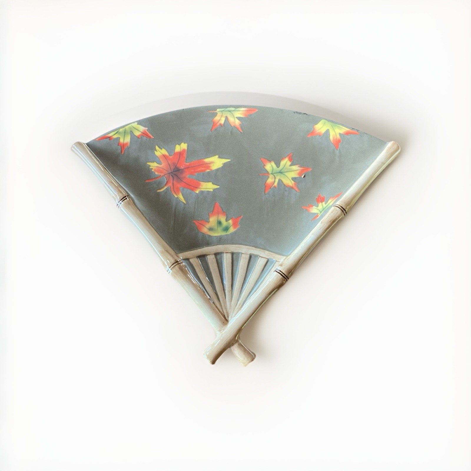 Silvestri For Asia Society By Cynthia McCollum Ceramic Fan Serving Plate Sushi