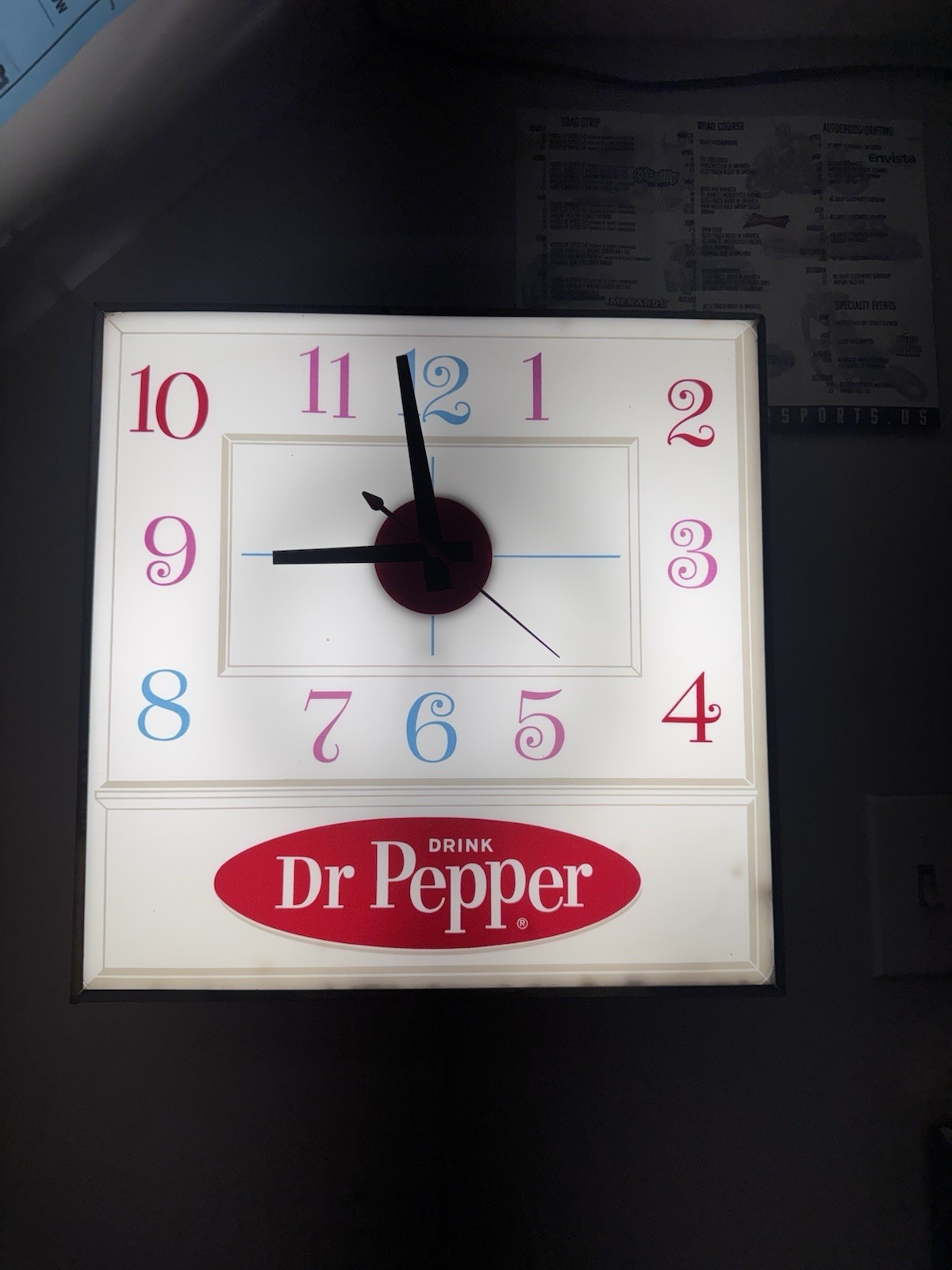 Vintage Dr Pepper Soda Advertising Wall Clock Square glass work and looks great