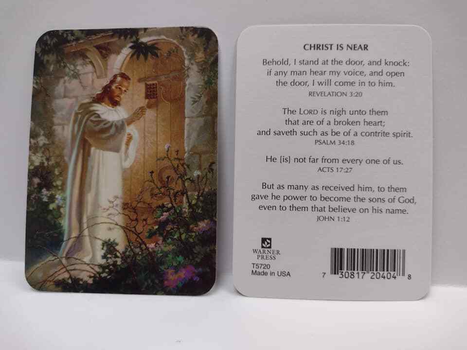 Christ Knocking Warner Sallman GLOSSY Pocket - Christ in near Prayer Card