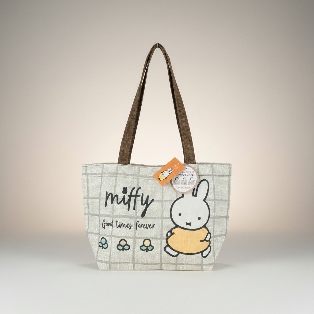 Miffy Shoulder Tote Bag Beige Woven Gobelin Good Times Forever From Japan NWT