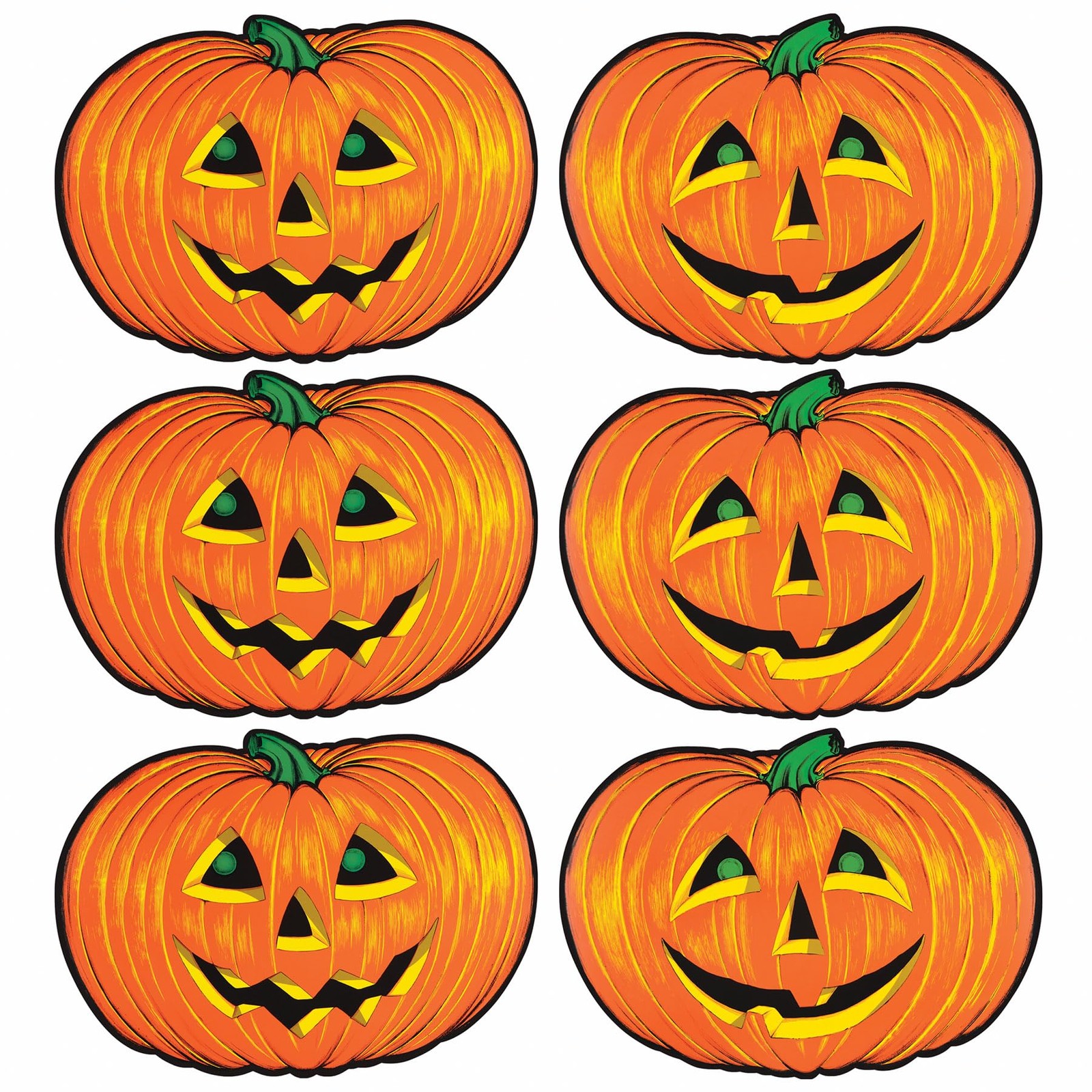 Beistle Jack-O-Lantern Cut Outs, 6pc Halloween Decor, 10x14\