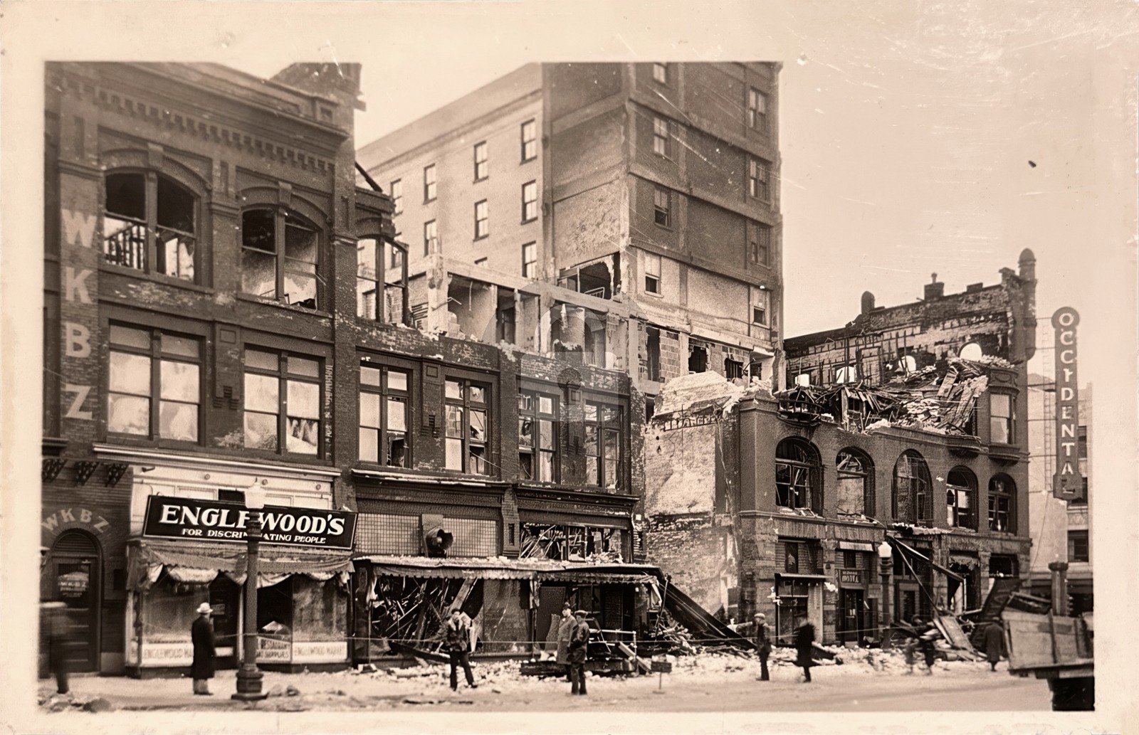 Occidental Hotel Fire Muskegon Michigan MI RPPC Photo Postcard COPY