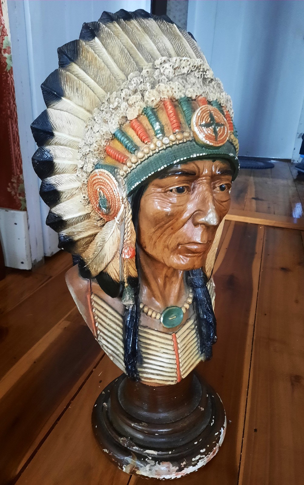 Vtg 1981 Apsit Bros California Native American Indian Chief Bust Chalkware 2ft Vtg 1981 Apsit Bros California Native American Indian Chief Bust Chalkware 2ft