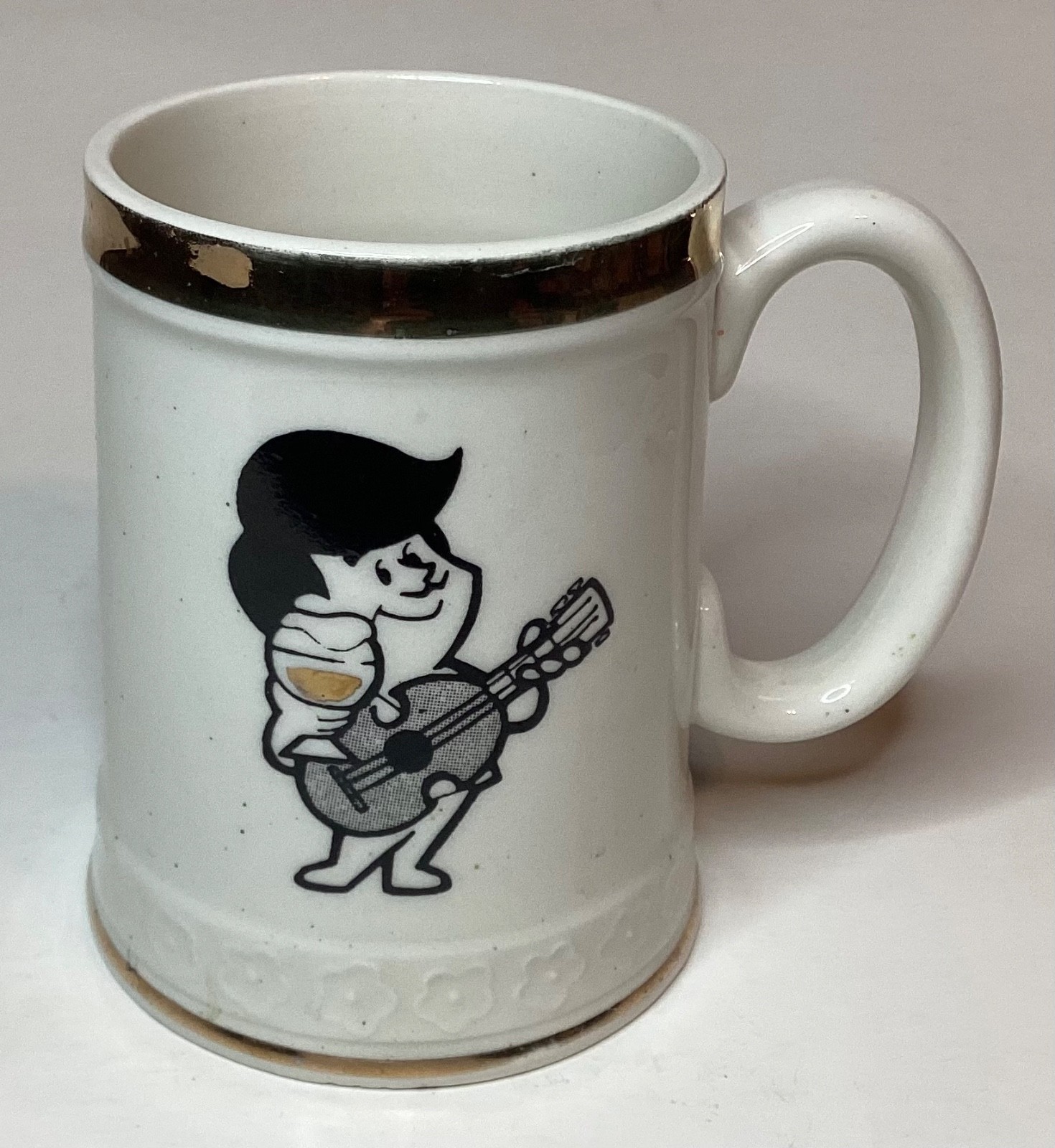 VTG 1960’S CERVEZA CORONA PUERTO RICO CANTALICIO- CREAM  W/GOLD RIM CUP MUG