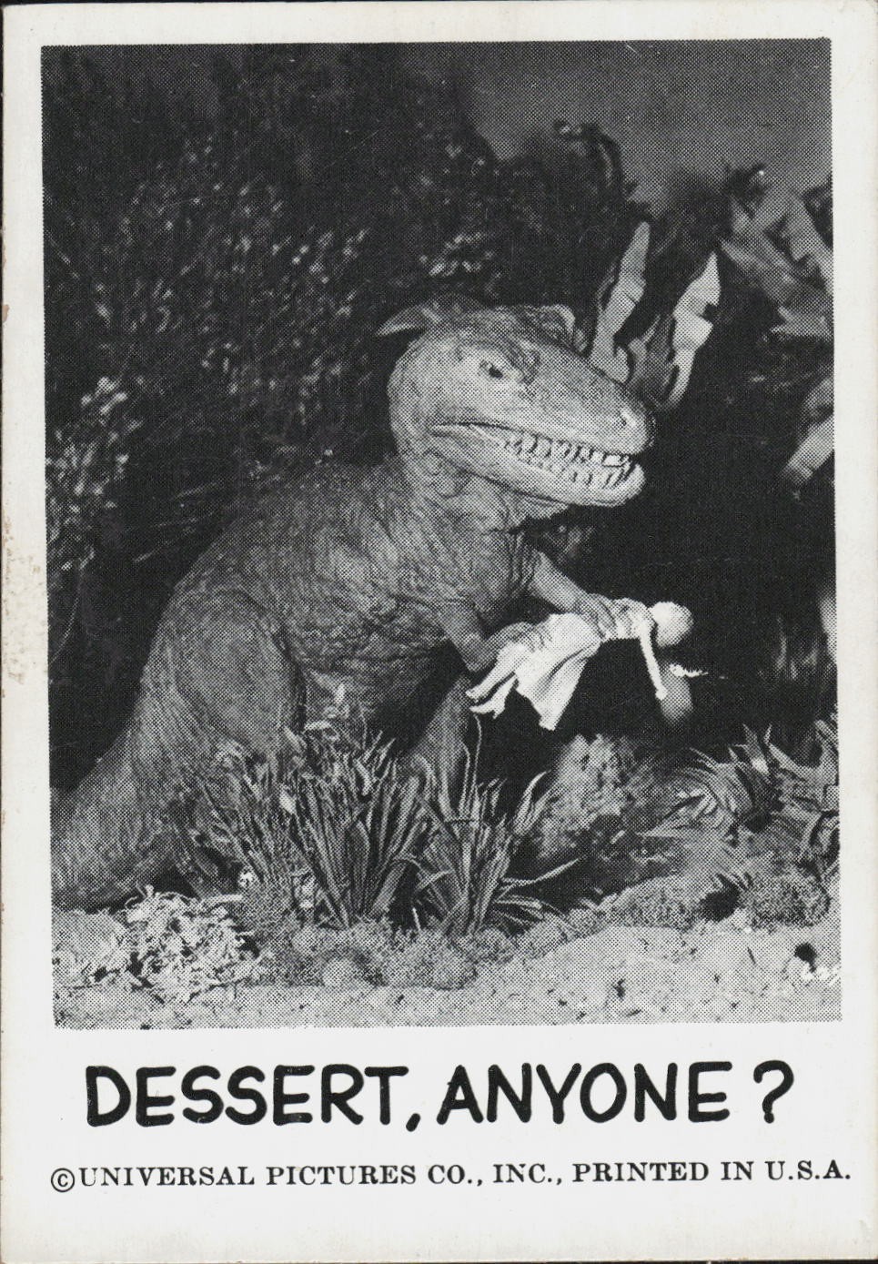 1961 Leaf Spook Stories #48 Dessert Anyone Dinosaur Vintage Horror Card