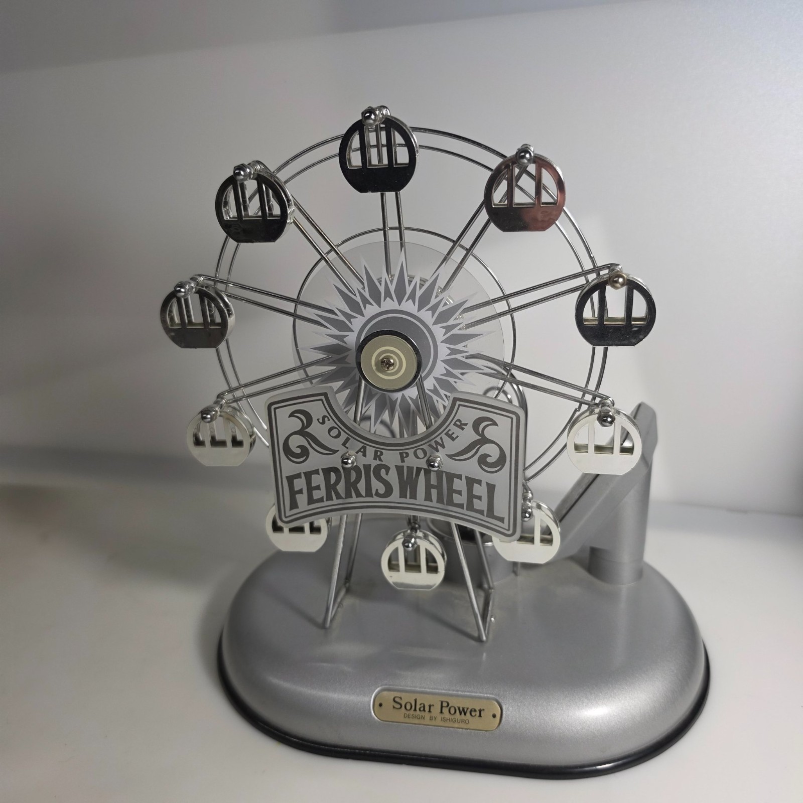Vintage Ishiguro Solar Power Ferris Wheel Motion Lamp Working Needs Bulb Taiwan