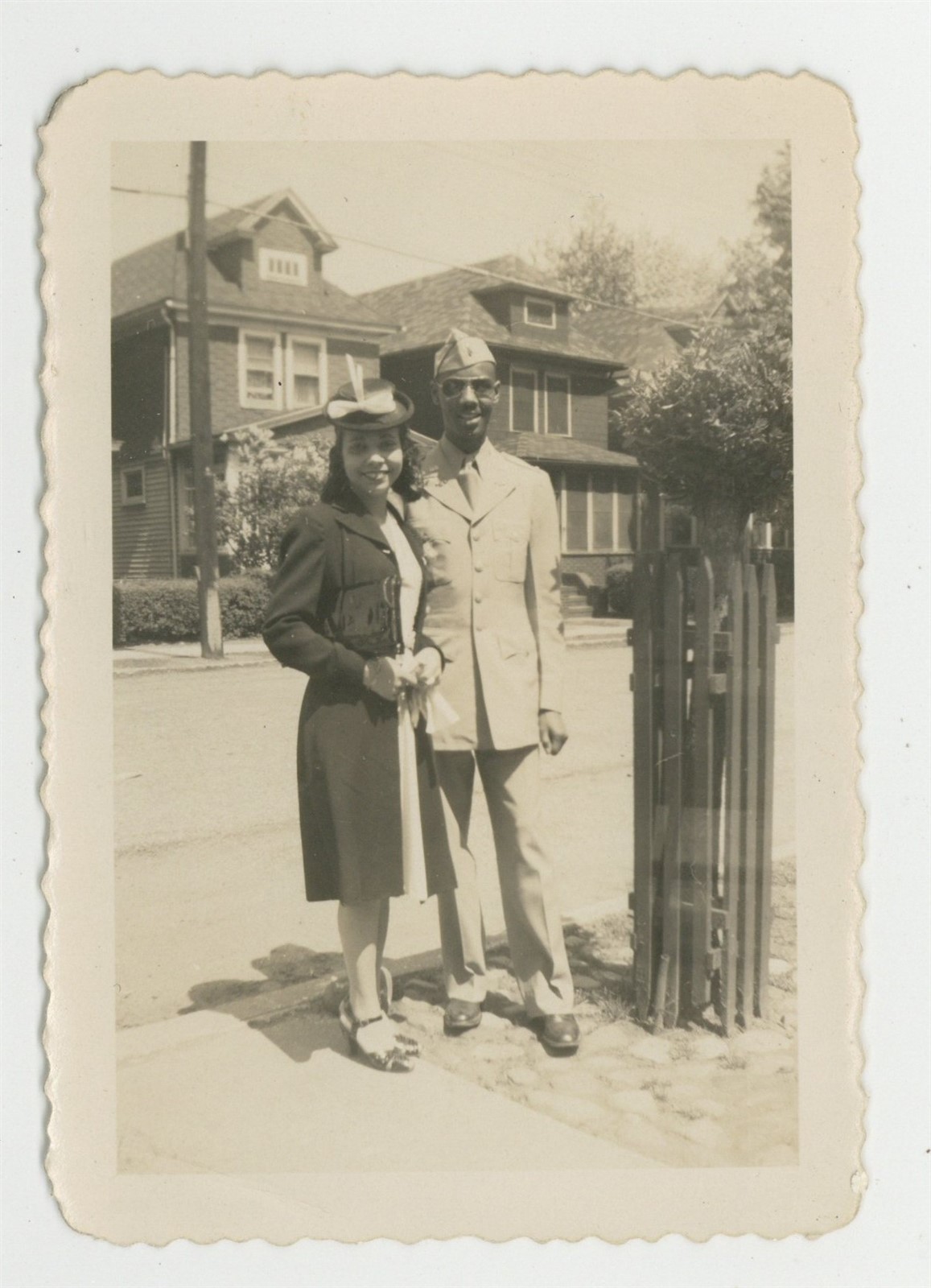African American Romantic Couple 1940 Black Airforce Soldier Pilot Photo Q10072