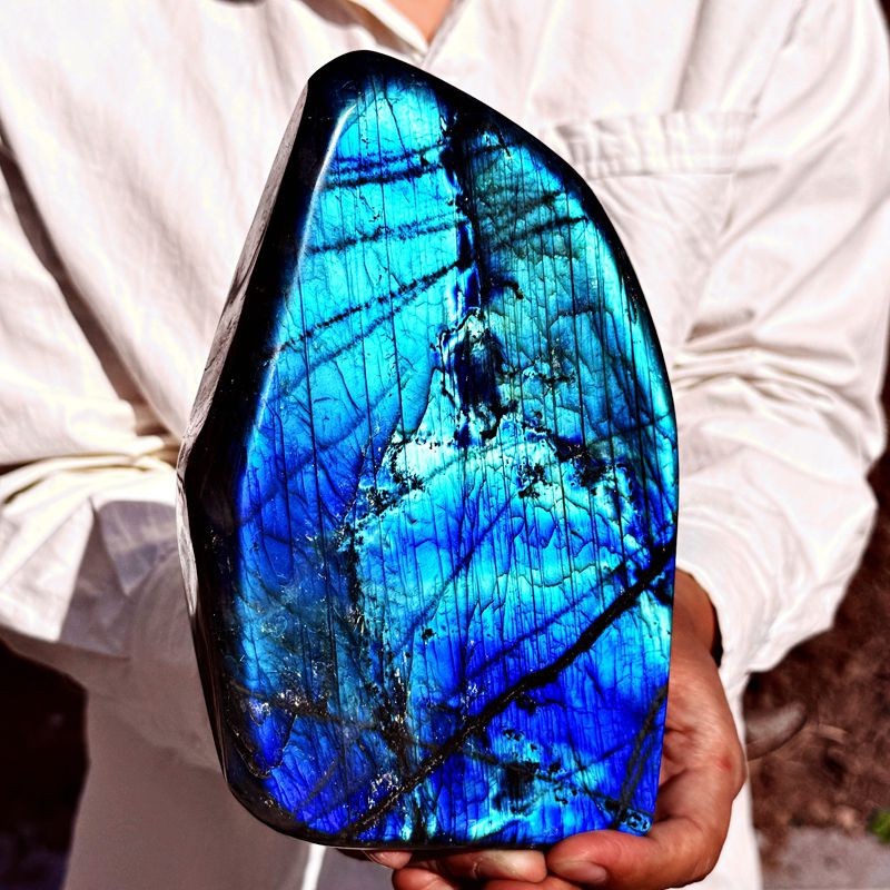 5.37LB Top natural Labrador flash moonstone quartz crystal mineral specimen