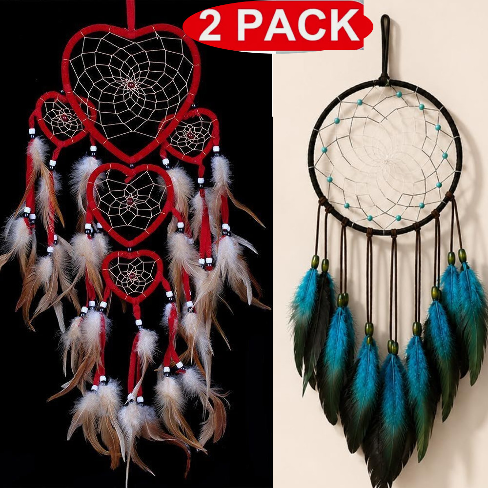 2PCS Dream Catchers Handmade  Blue Red Bedroom Wall Hanging Home Decor Art