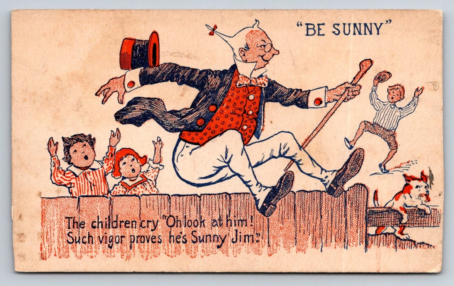 Vintage Sunny Jim Force Cereal Advertising Postcard Buffalo NY Cartoon