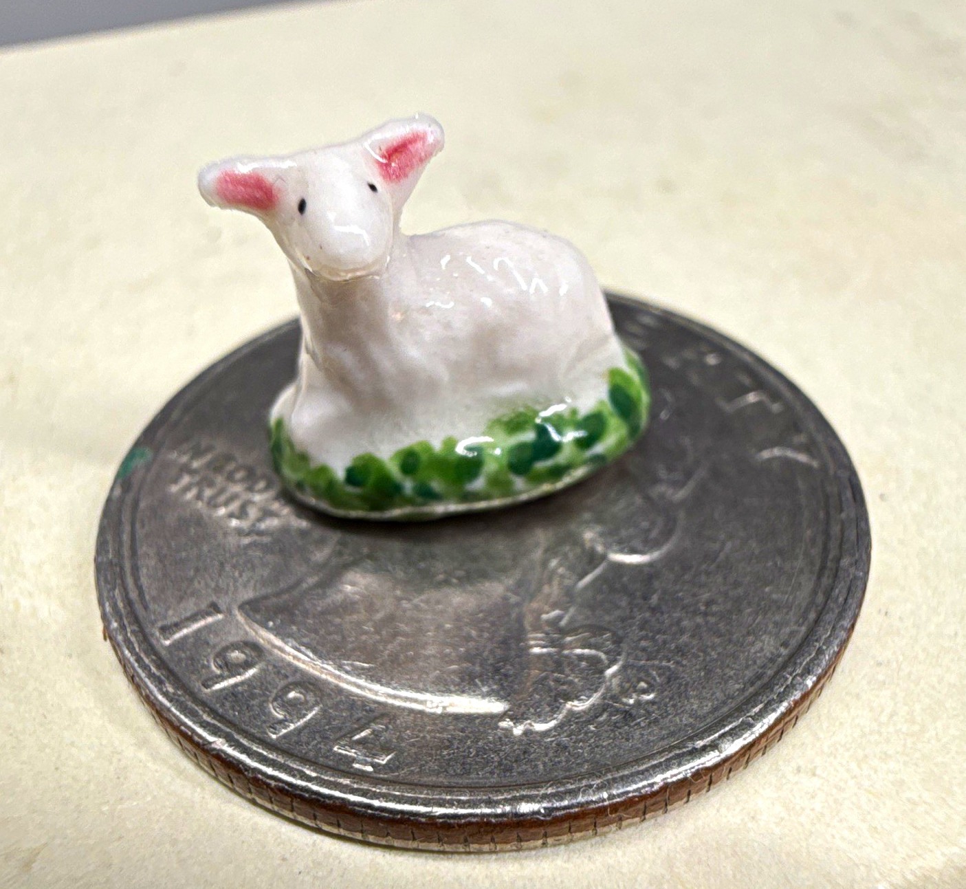 Ron Benson Signed White Lamb Porcelain Dollhouse Miniature 1:12 Vintage