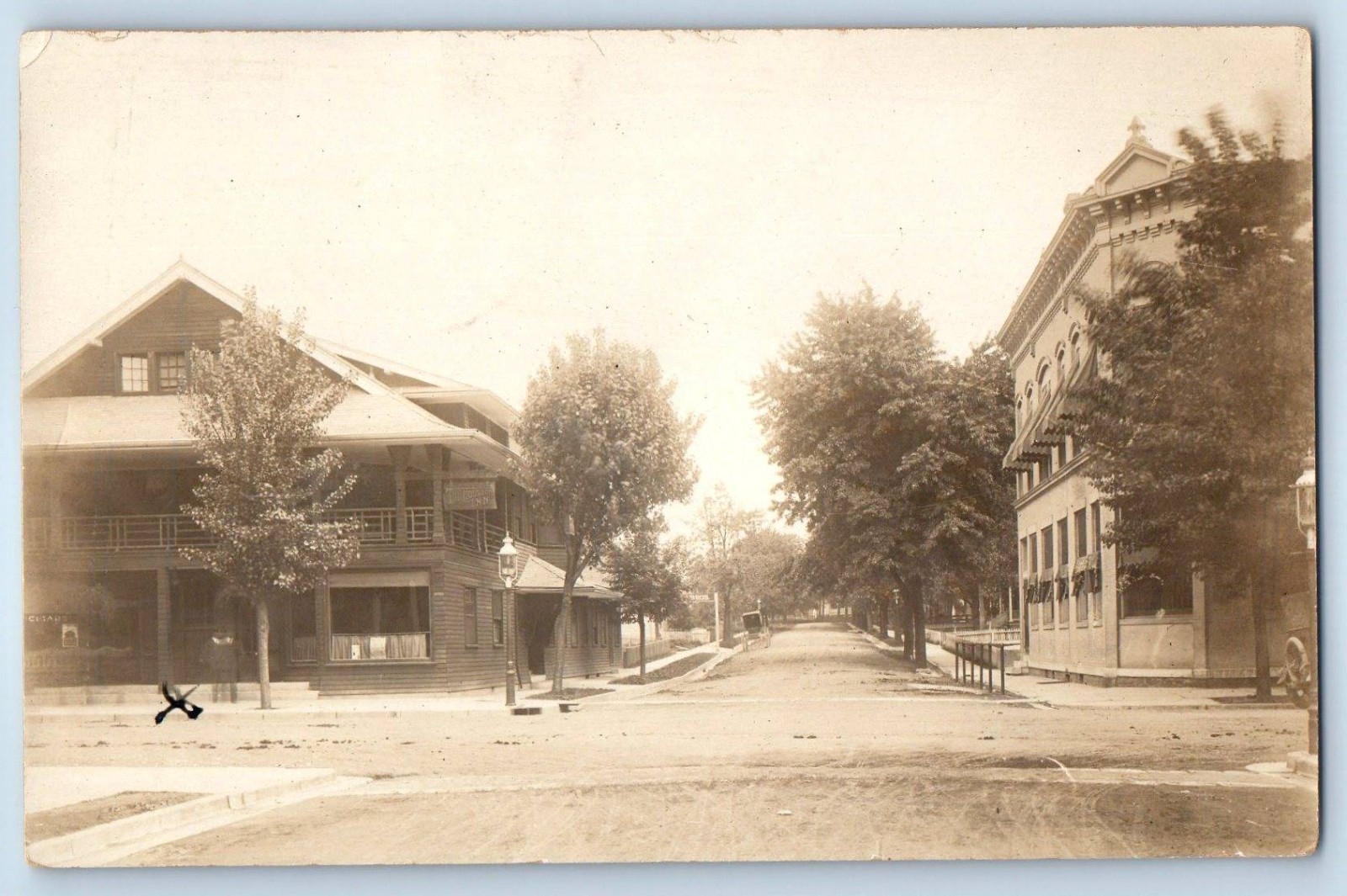 c1910\'s Houston Inn Scene Street South Charleston Ohio OH RPPC Photo Postcard