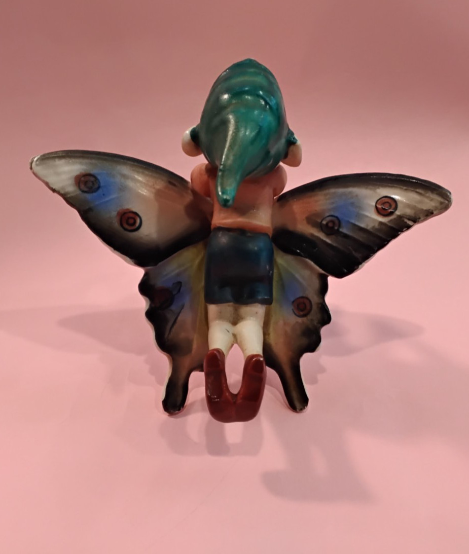 Fairy riding butterfly Occupied Japan Very Coloful