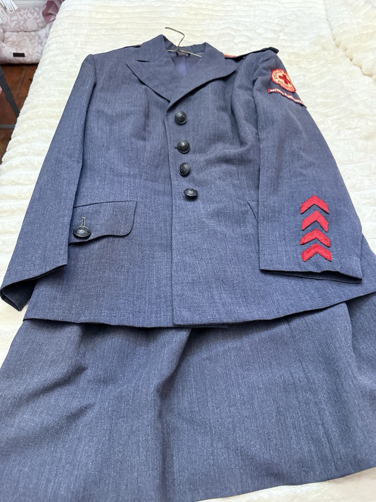 Vintage American Red Cross National Blood Program Uniform Tailored Jacket -Skirt