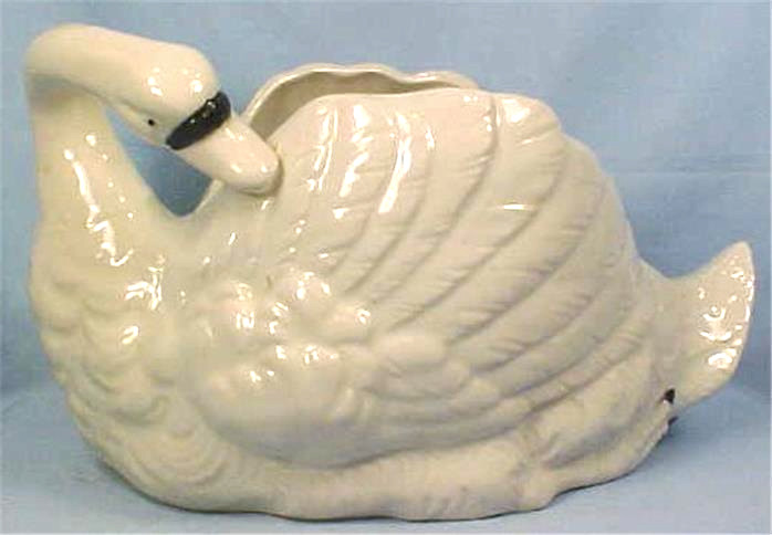Swan Planter Art Pottery Off White Maruhon Ware Japan Vintage 1930s