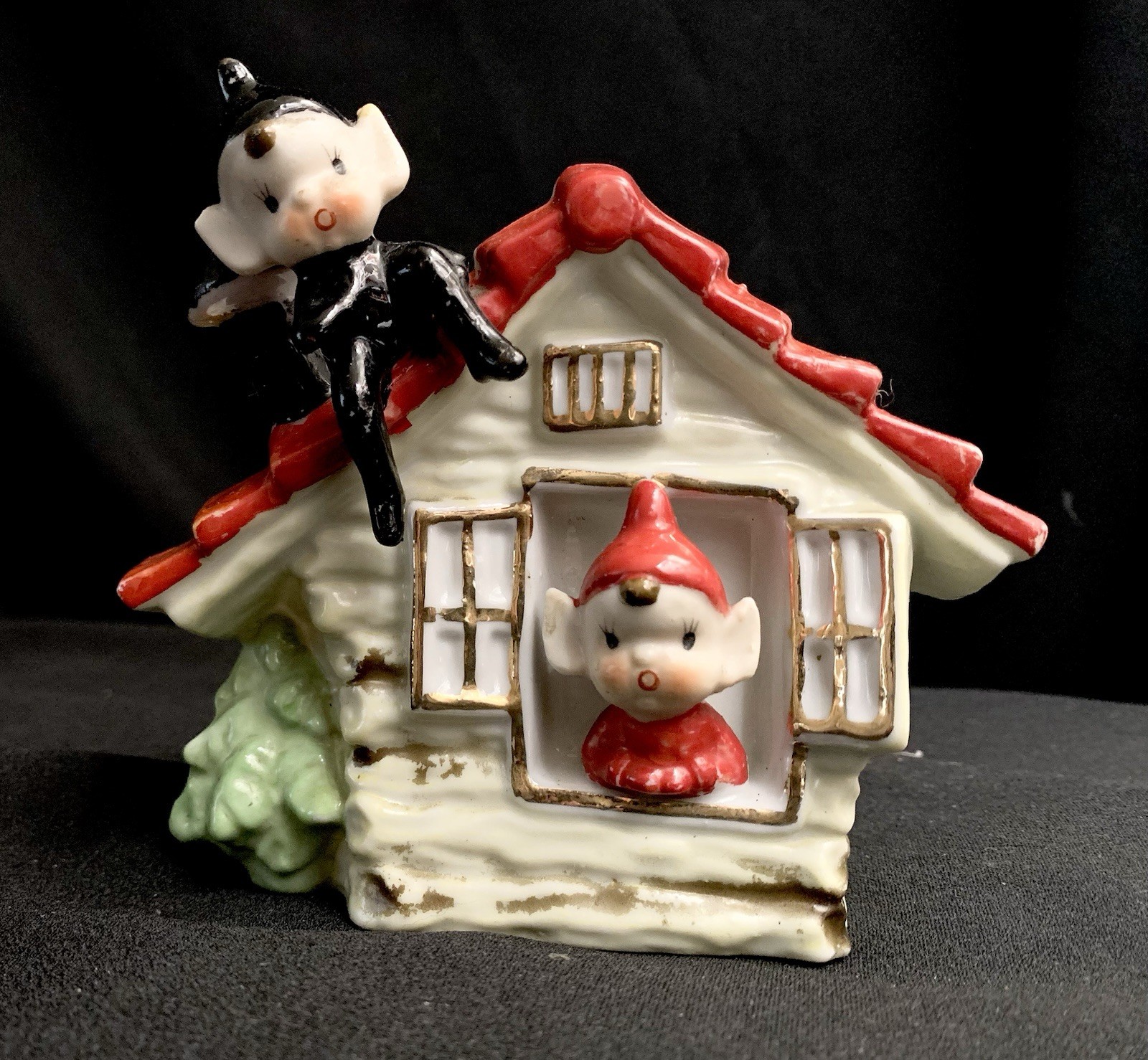 PIXIE ELF House Planter Christmas 1950s Japan Vintage NAPCO NORCREST HOLT HOWARD