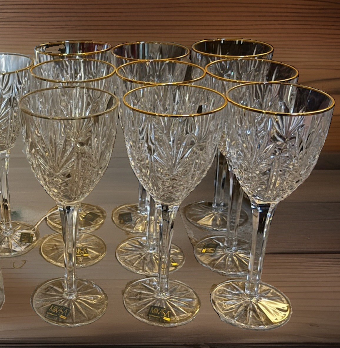 Mikasa Gold Crown crystal wine Glasses SET OF 10 Mikasa Gold Crown crystal wine Glasses SET OF 10