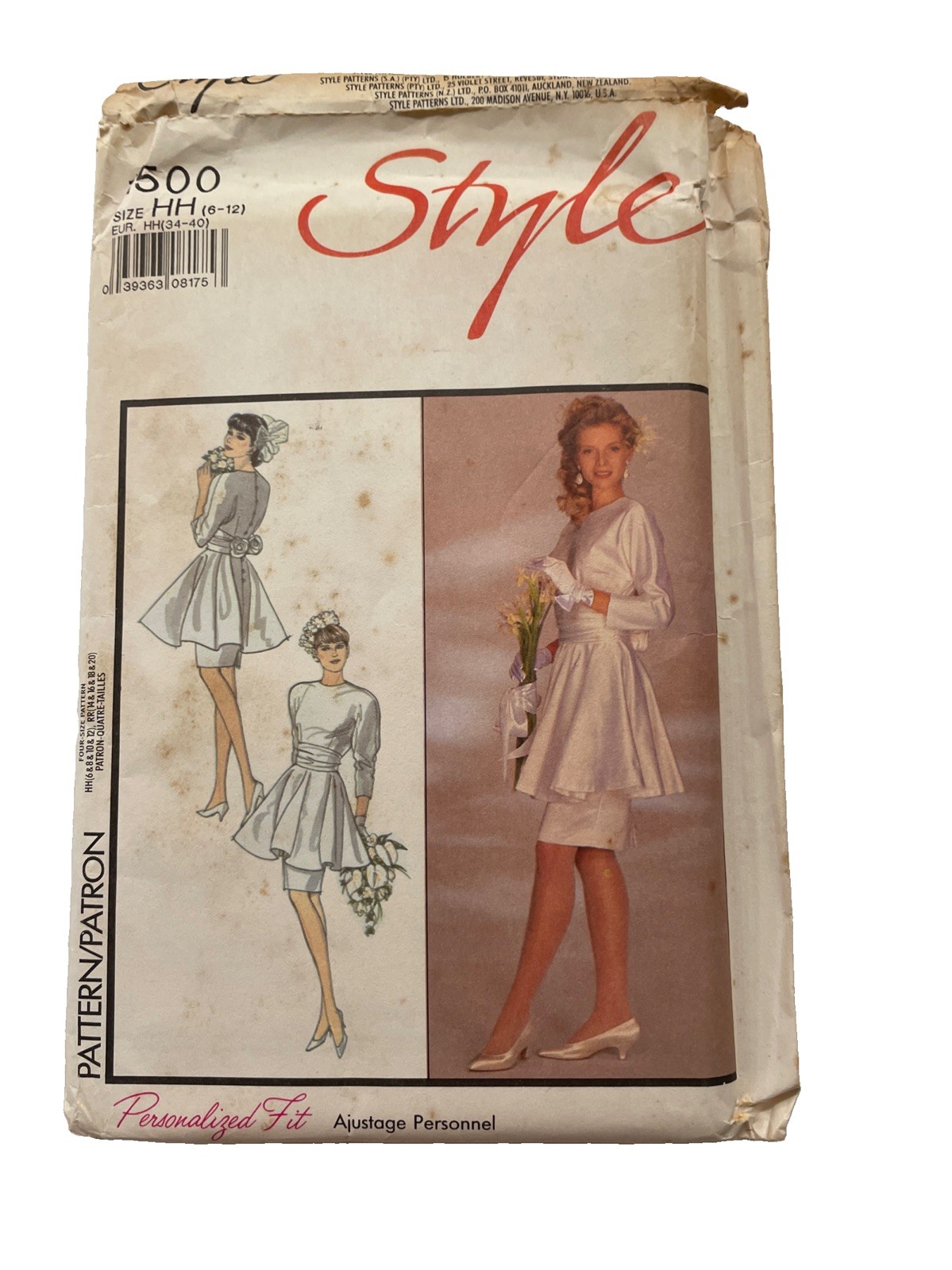 VTG 80s Style Pattern 1500 Formal Gown Cocktail Size HH 6-12 Complete And Uncut