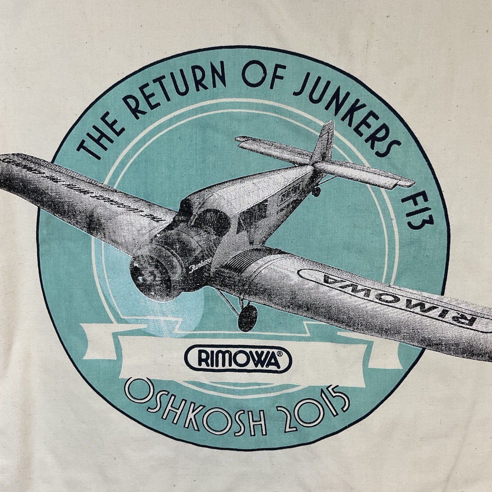 RIMOWA x Junkers F13 Canvas Tote Bag Oshkosh 2015 Aviation Collectible Souvenir