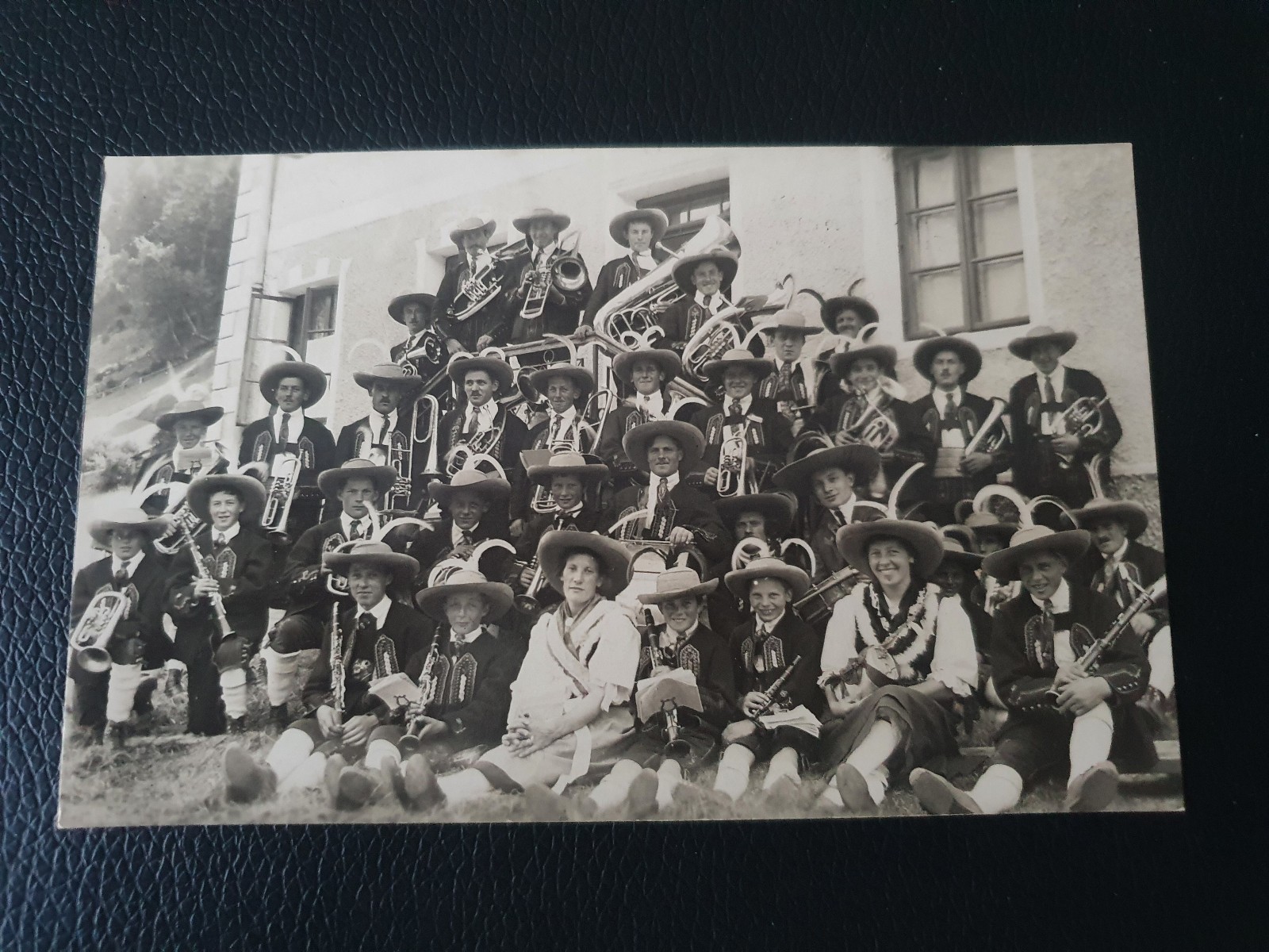 Old real photo postcard Sölden Ötztal Tyrol band in national costume founding year Old real photo postcard Sölden Ötztal Tyrol band in national costume founding year