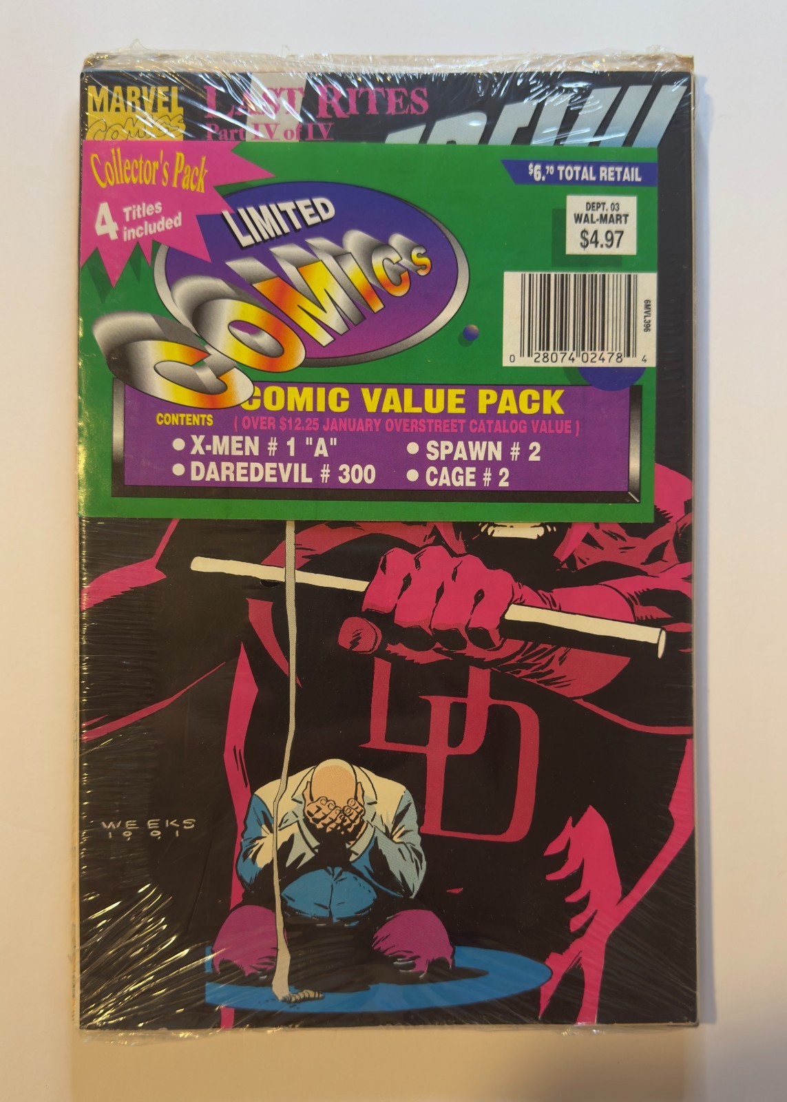 1992 Walmart Limited Edition Collector\'s Pack Sealed X-Men Spawn Daredevil Cage