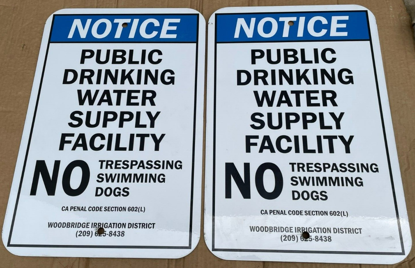 Metal Sign Public Drinking Water Supply Facility No Trespassing (Lot of 2)