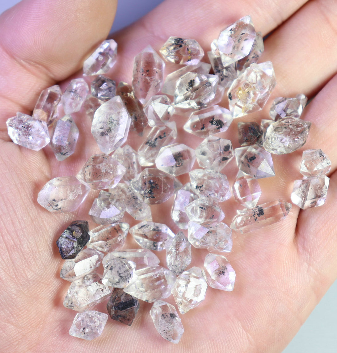 56pcs Natural Herkimer Diamond Black Phantom Quartz Crystal Mineral Specimen