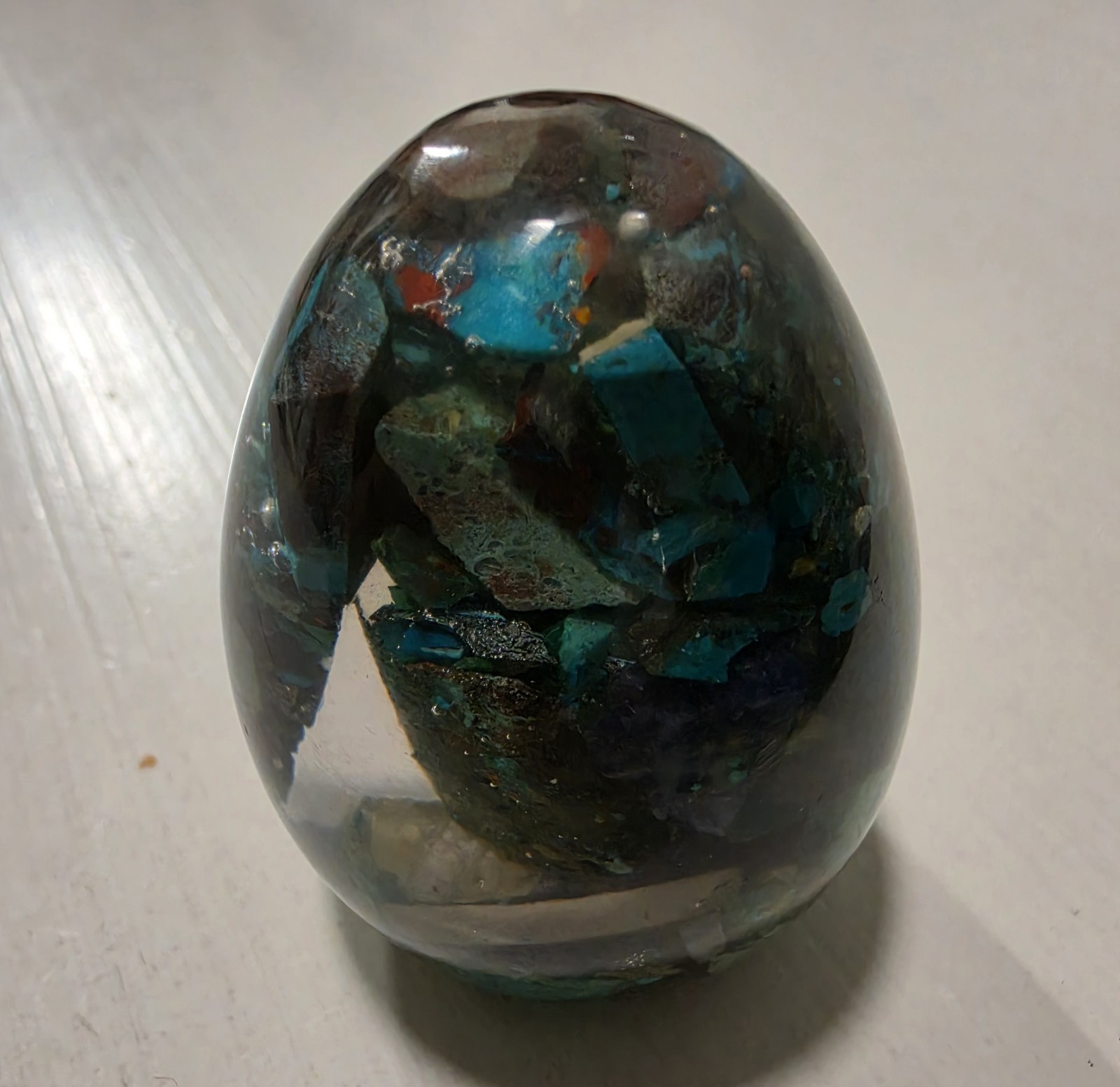 Vintage Eilat\'s Stones Israel Resin Egg Paperweight  2\