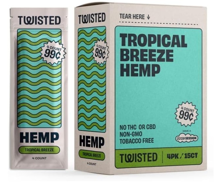 Twisted H. Organic 60 High Quality Wrap Tropical Breeze 15 Pouch of 4 Wraps