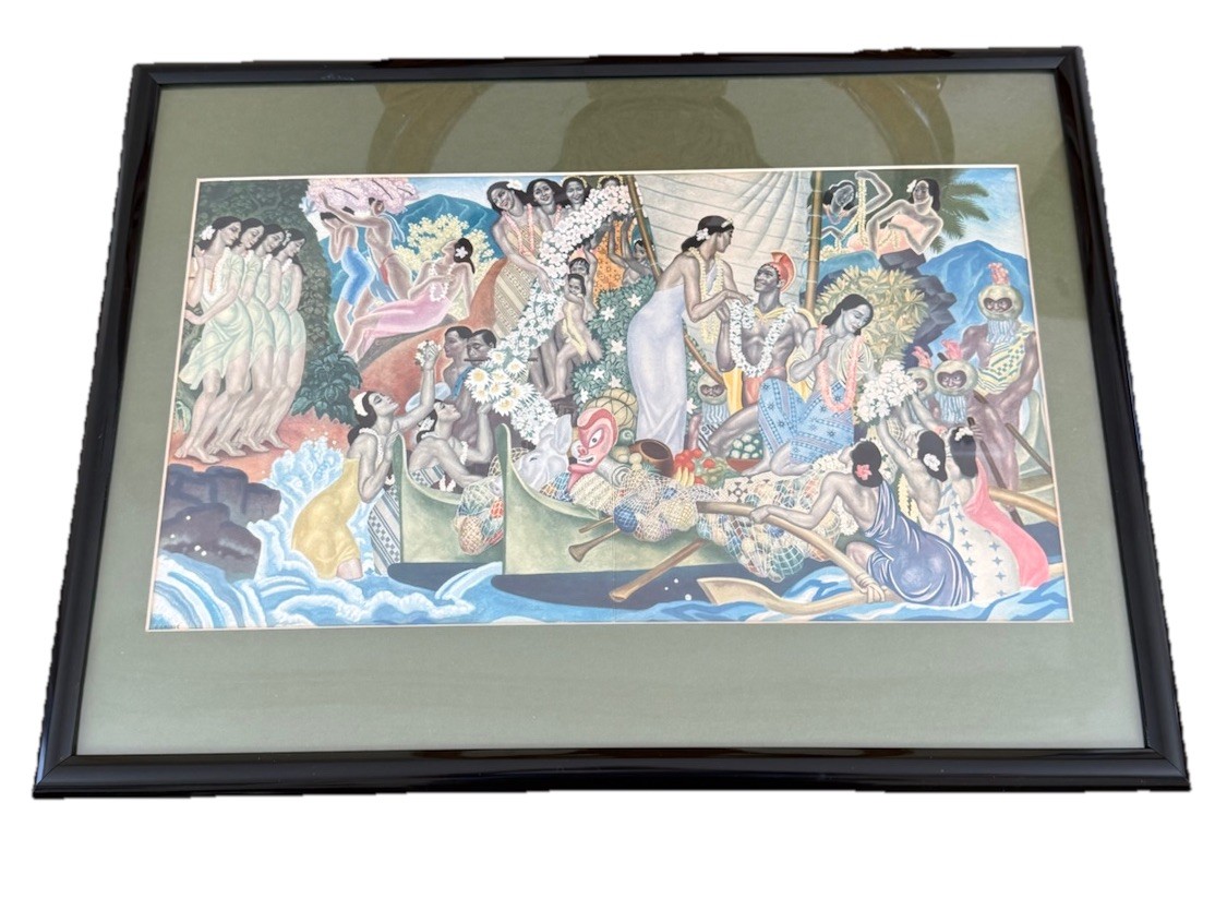 Vtg 1953 Hawaiian Themed EUGENE SAVAGE Menu MATSON Cruise S.S. LURLiNE Framed Vtg 1953 Hawaiian Themed EUGENE SAVAGE Menu MATSON Cruise S.S. LURLiNE Framed