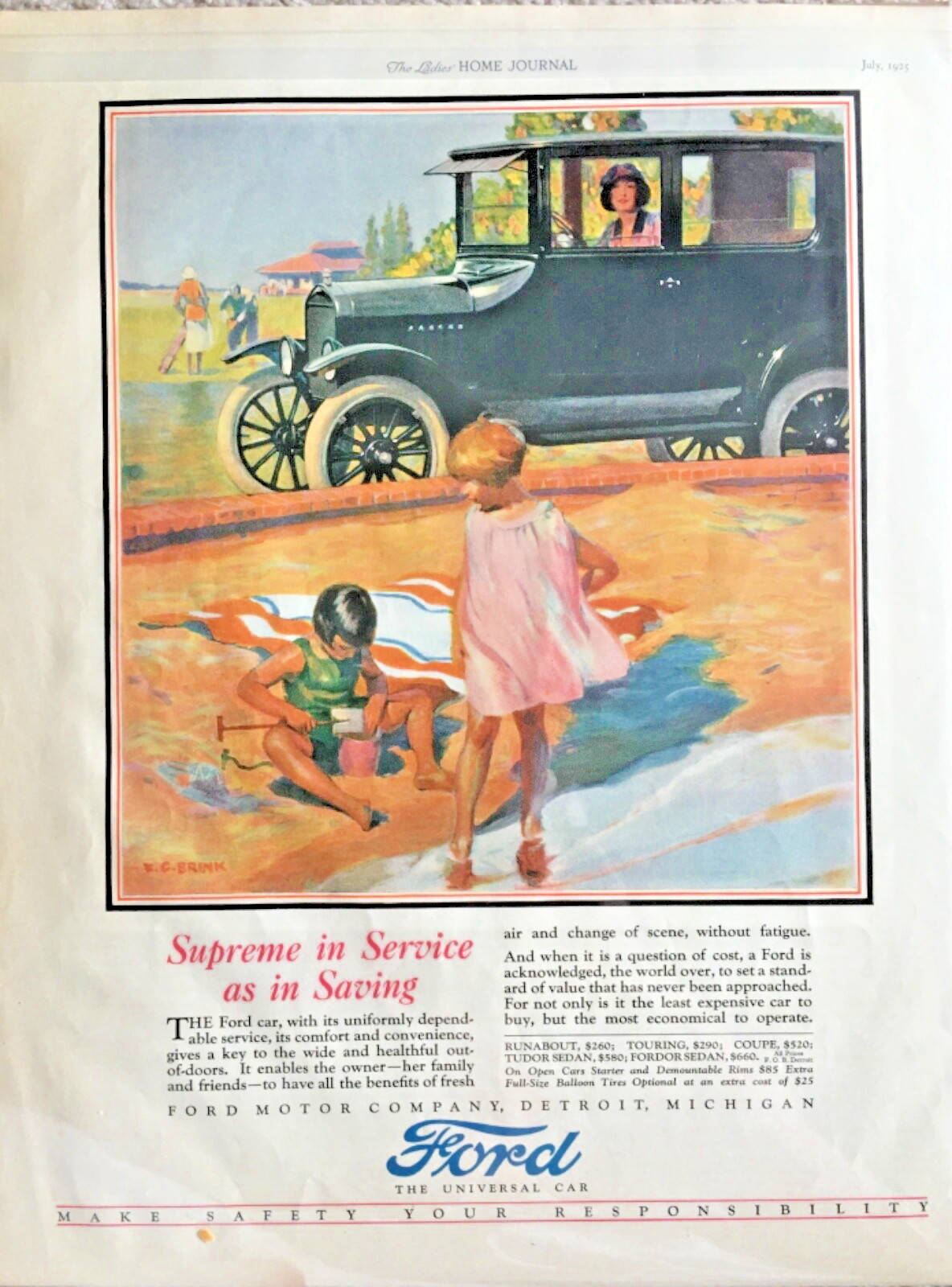 Vintage 1925 FORD Model T Coupe Closed Car Floyd C. Brink Art 20\'s Print Ad Vintage 1925 FORD Model T Coupe Closed Car Floyd C. Brink Art 20\'s Print Ad