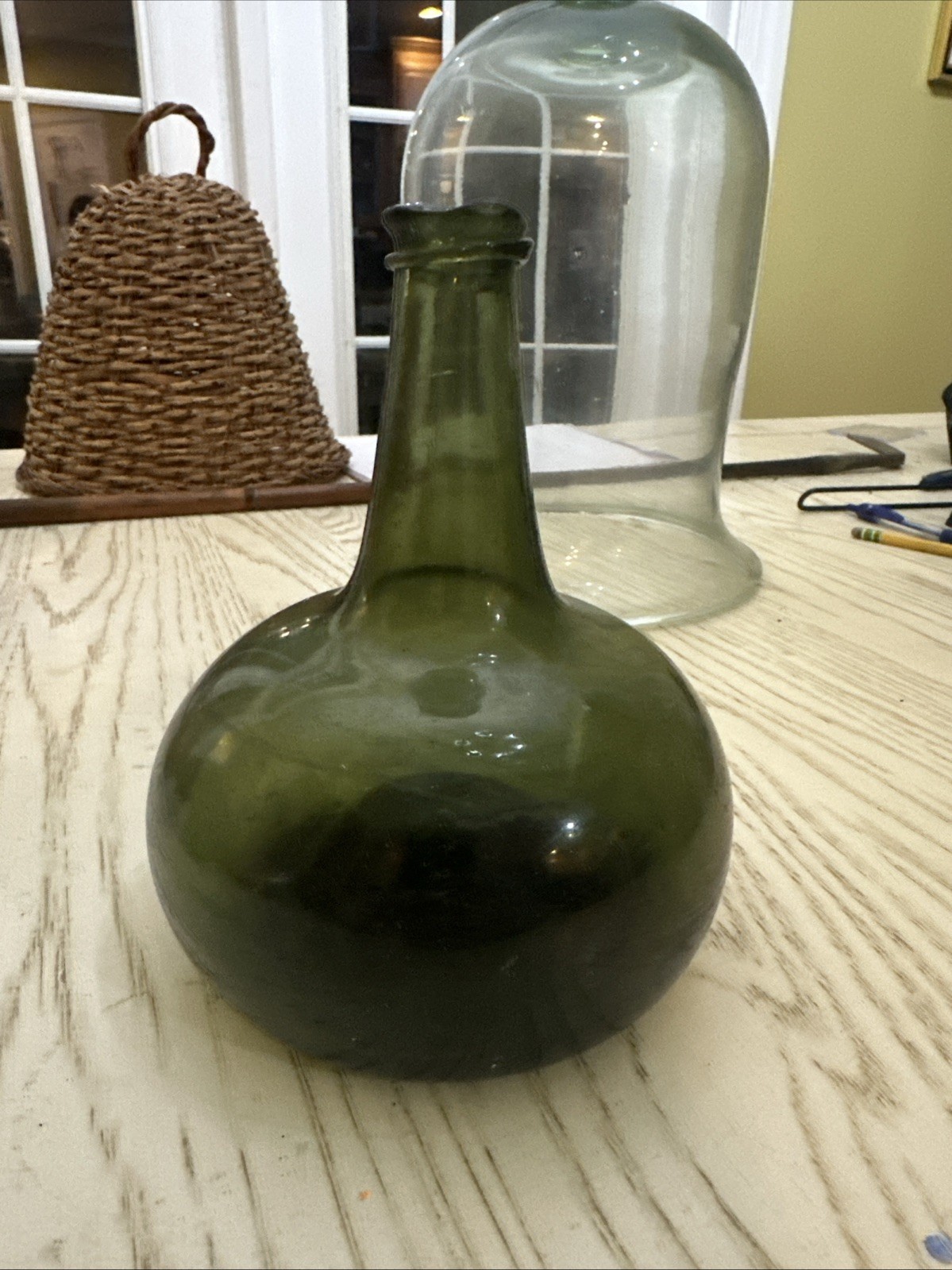 Antique 18th Century Glass Onion Bottle