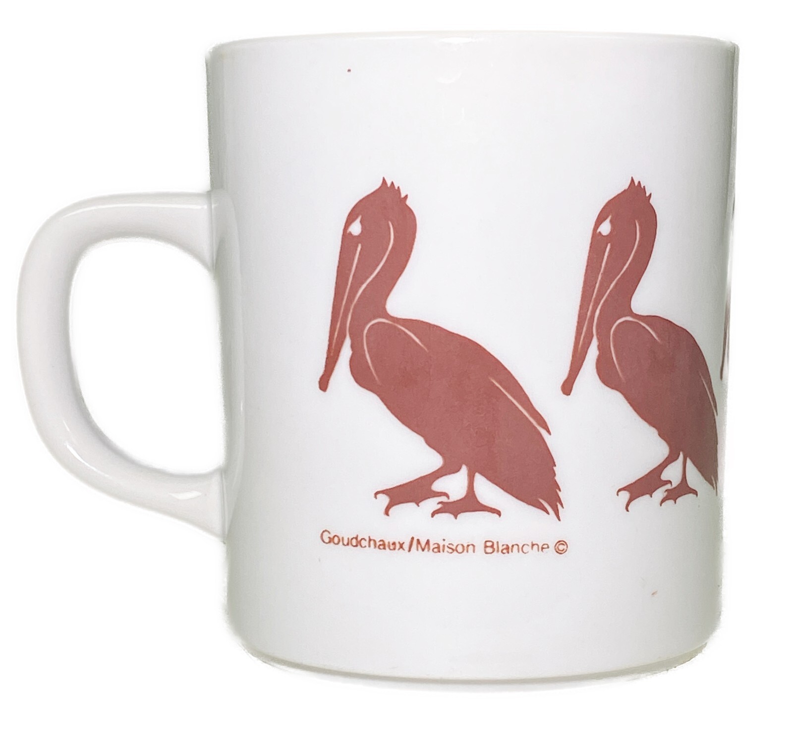 Goudchaux Maison Blanche New Orlean Pelican Coffee Cup Mug Gulf Bird White Brown
