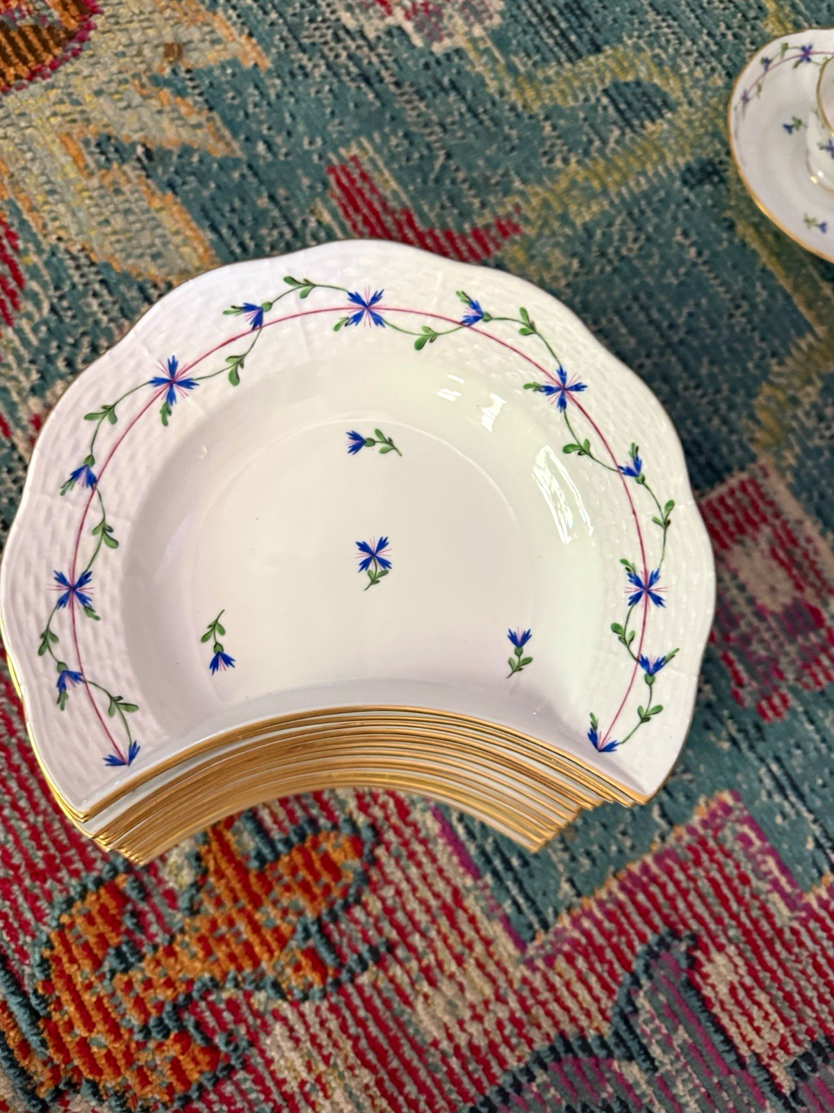 Herend Blue Garland PBG Hand-Painted Porcelain China Set Hungary RARE