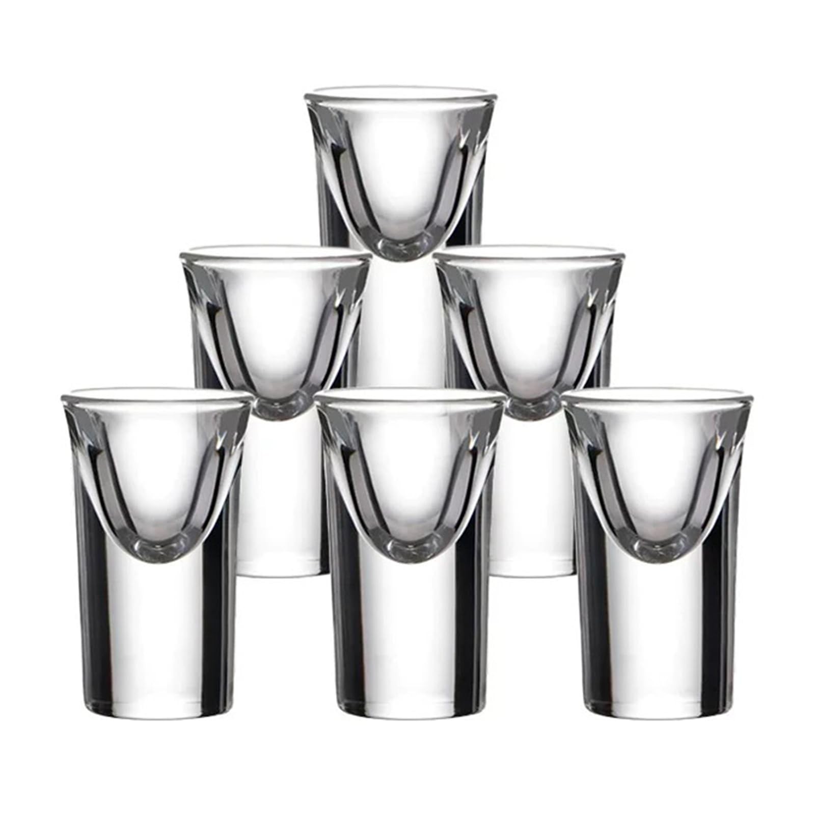 Mini Shot Glasses Set of 6, 0.5oz/15ml Clear Bullet Cups with Heavy Base