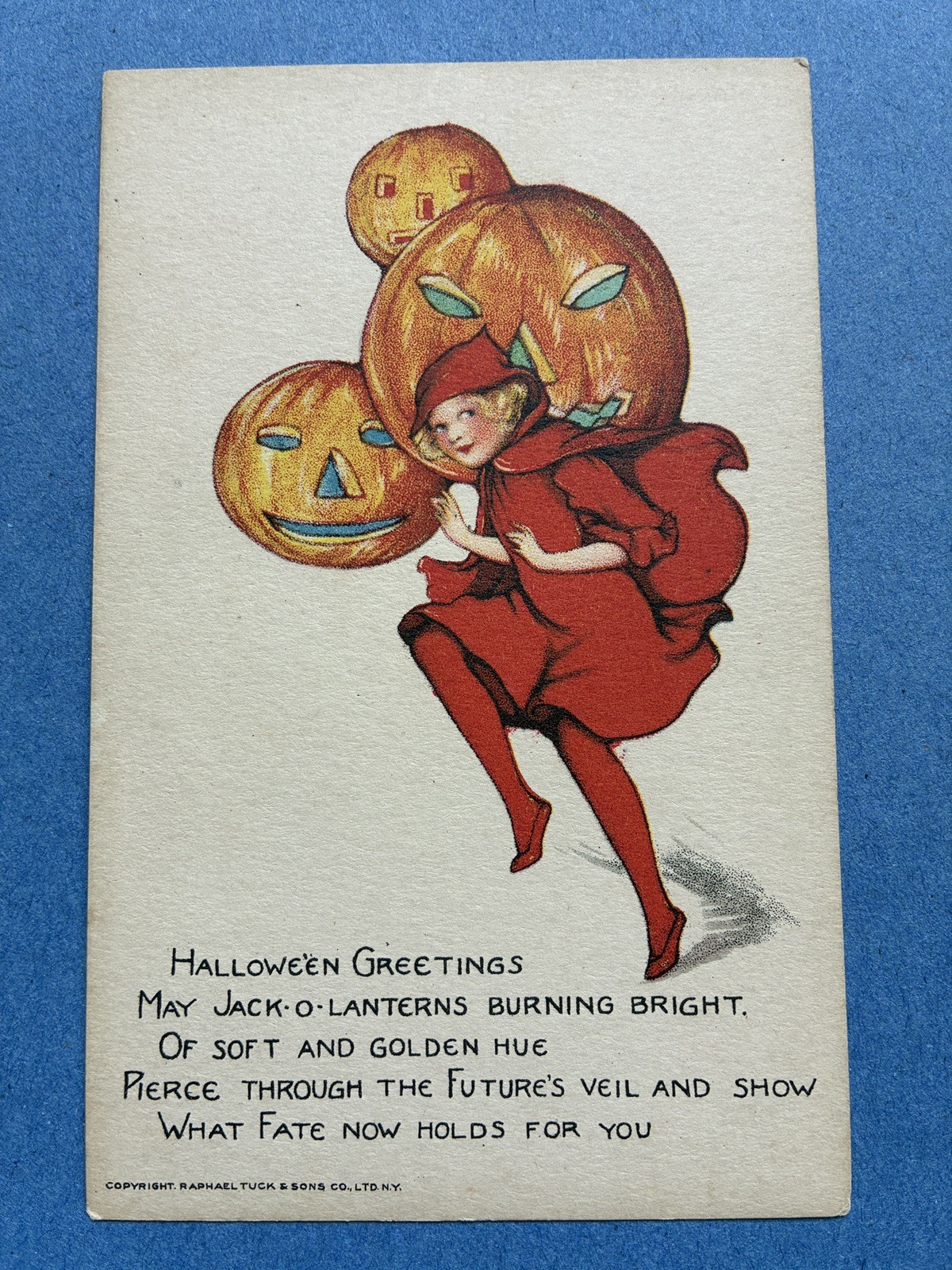 Rare Tuck Sam Schmucker Halloween Postcard Ser 100 Dancing Elf with JOLs UNUSED