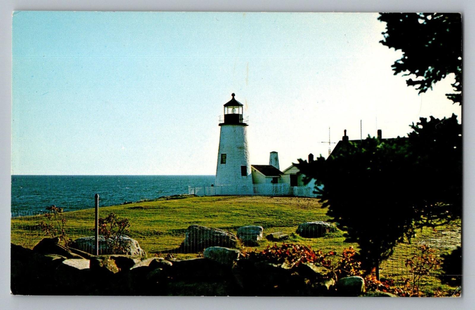 Pemaquid Point Maine ME 1827 Lighthouse Pemaquid Neck Postcard 1950s