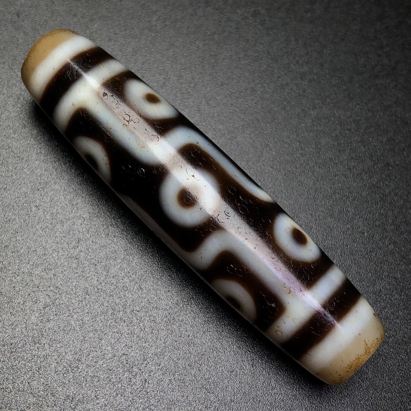 Vintage Himalayan Tibetan 9 Eye Dzi Bead Old Agate Amulet Pendant 55×13mm #C