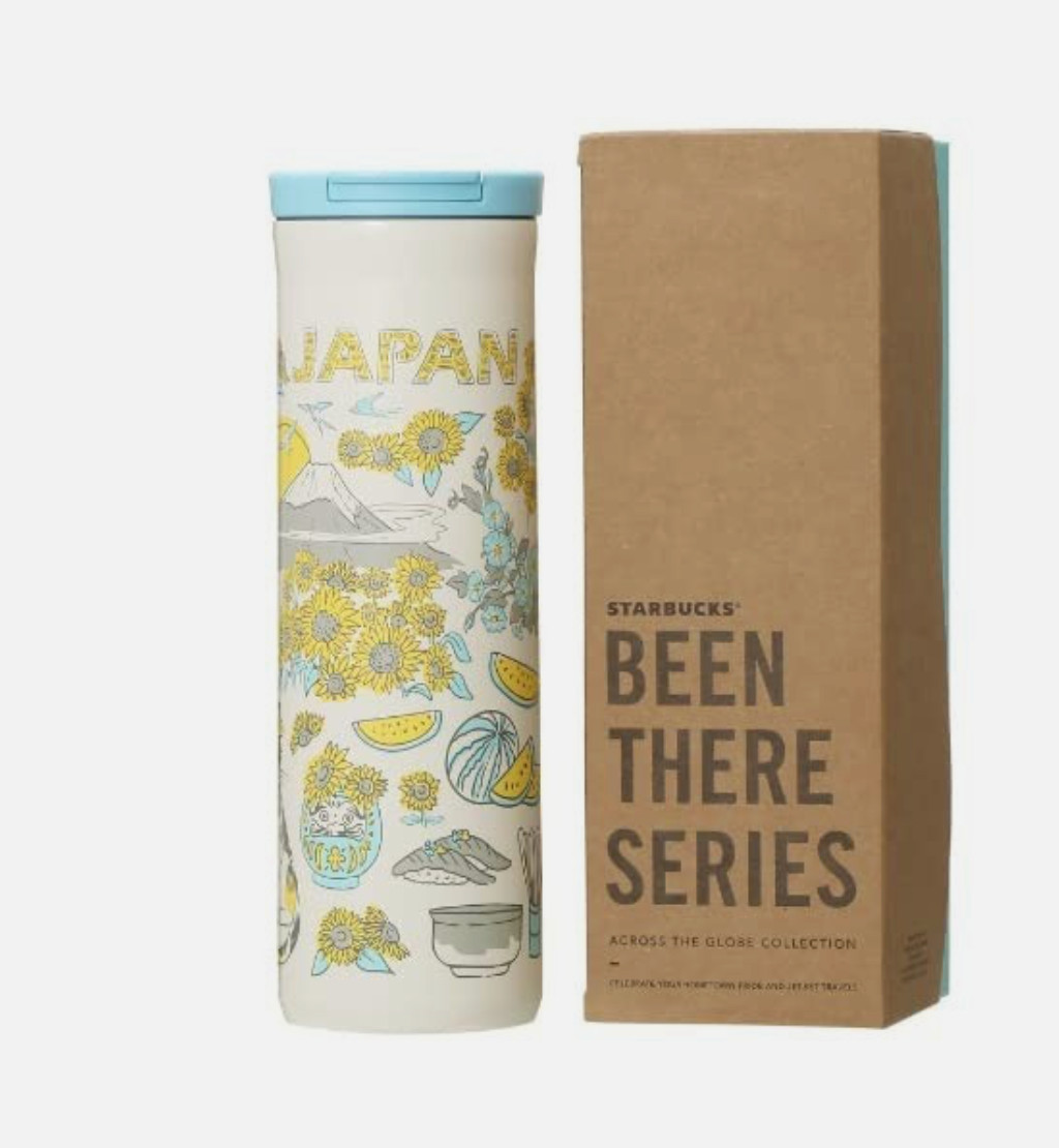 Starbucks Japan Been There Cat Fuji Matcha Stainless Metal Tumbler Bottle RARE