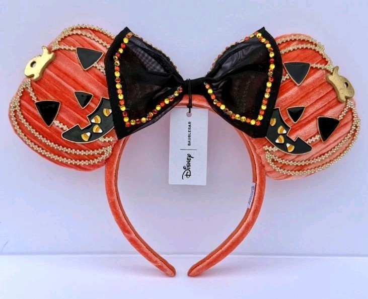 2026 BaubleBar Disney HALLOWEEN Minnie JACK-o\'-LANTERN Mouse Ears Headband NEW