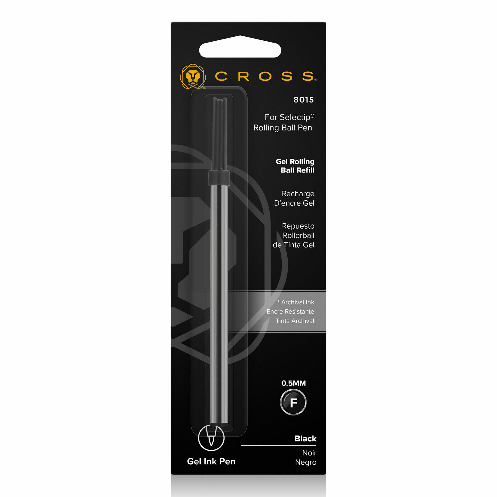  Cross Gel  Rollerball  Refill Black  Fine Pt 0.5 New In Pack 8015